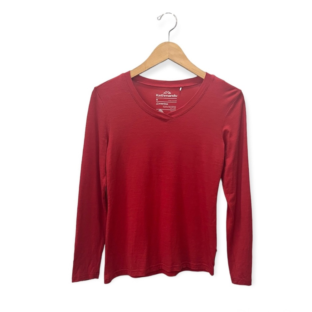 Kathmandu Merino Wool V Neck Long Sleeve Top
